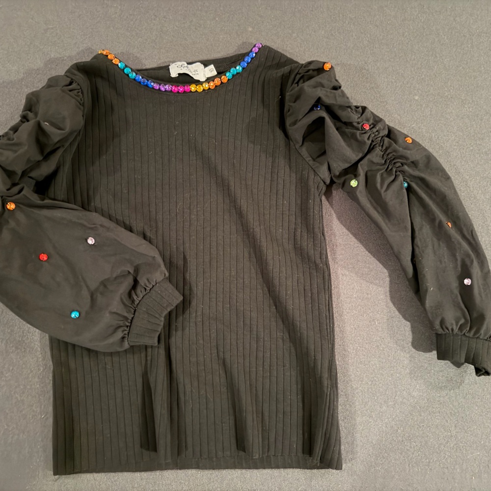 Lola + The Boys Black Top with Vibrant Beads